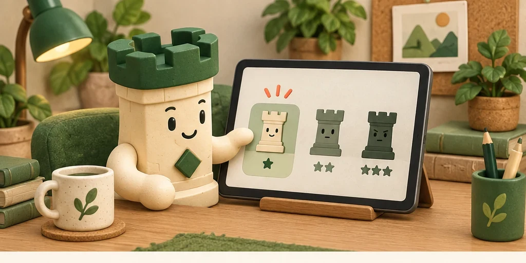 Игрок отмечает учебную цель перед партией с шахматным ботом